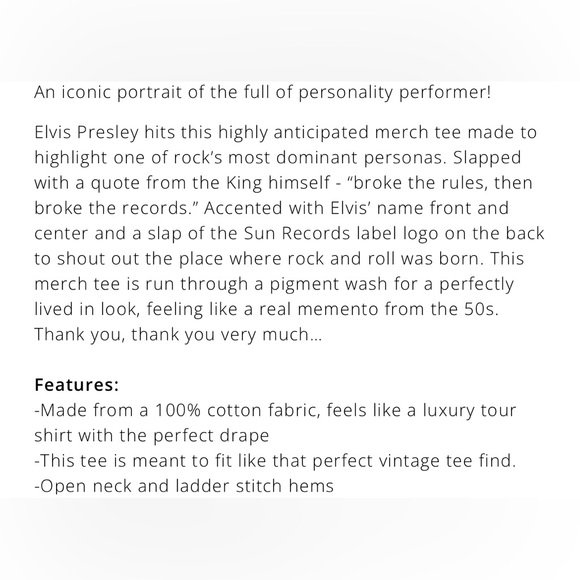 Daydreamers Elvis Merch T Sz Large - Picture 6 of 6